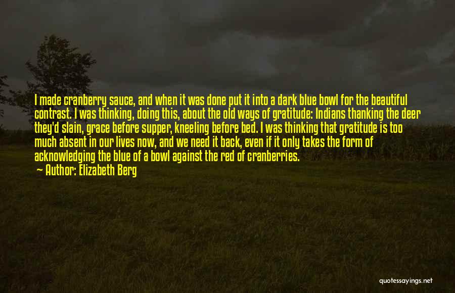 Elizabeth Berg Quotes: I Made Cranberry Sauce, And When It Was Done Put It Into A Dark Blue Bowl For The Beautiful Contrast.