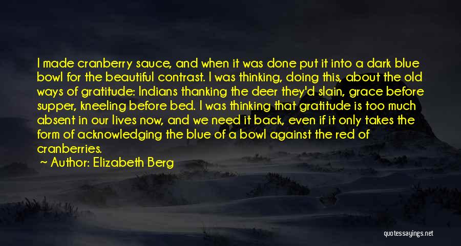 Elizabeth Berg Quotes: I Made Cranberry Sauce, And When It Was Done Put It Into A Dark Blue Bowl For The Beautiful Contrast.