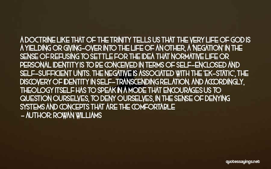 Rowan Williams Quotes: A Doctrine Like That Of The Trinity Tells Us That The Very Life Of God Is A Yielding Or Giving-over
