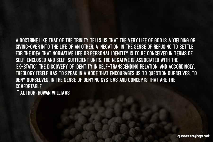 Rowan Williams Quotes: A Doctrine Like That Of The Trinity Tells Us That The Very Life Of God Is A Yielding Or Giving-over