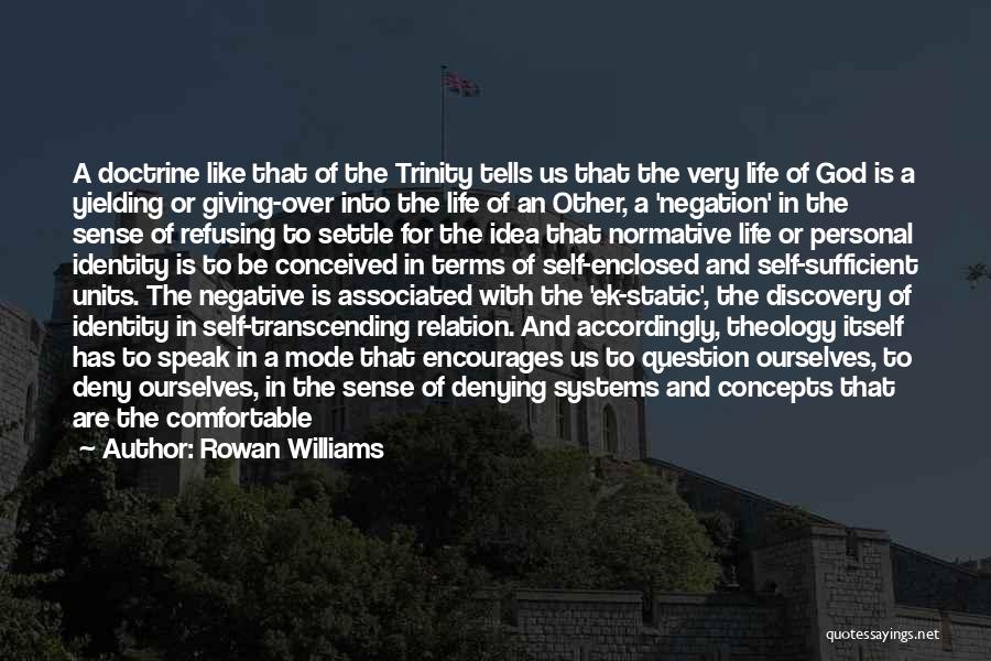 Rowan Williams Quotes: A Doctrine Like That Of The Trinity Tells Us That The Very Life Of God Is A Yielding Or Giving-over