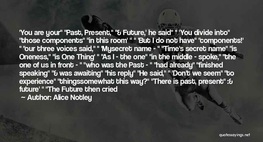 Alice Notley Quotes: 'you Are Your Past, Present, & Future,' He Said 'you Divide Into Those Components In This Room' 'but I Do