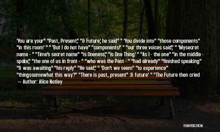 Alice Notley Quotes: 'you Are Your Past, Present, & Future,' He Said 'you Divide Into Those Components In This Room' 'but I Do