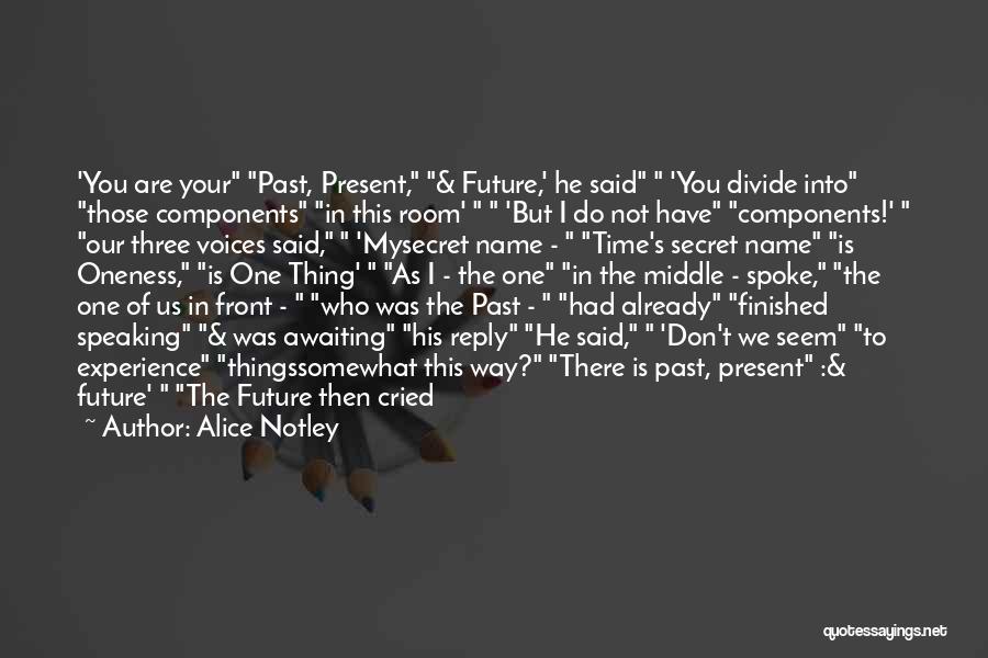 Alice Notley Quotes: 'you Are Your Past, Present, & Future,' He Said 'you Divide Into Those Components In This Room' 'but I Do