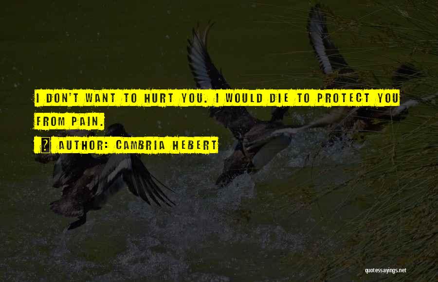 Cambria Hebert Quotes: I Don't Want To Hurt You. I Would Die To Protect You From Pain.