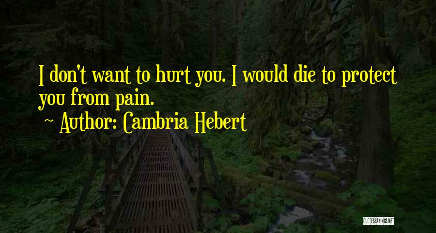 Cambria Hebert Quotes: I Don't Want To Hurt You. I Would Die To Protect You From Pain.