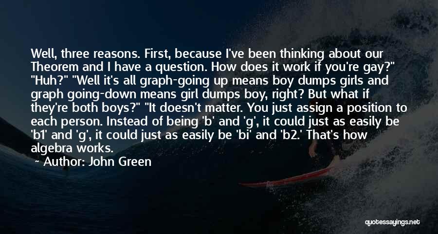 John Green Quotes: Well, Three Reasons. First, Because I've Been Thinking About Our Theorem And I Have A Question. How Does It Work