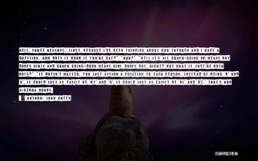 John Green Quotes: Well, Three Reasons. First, Because I've Been Thinking About Our Theorem And I Have A Question. How Does It Work