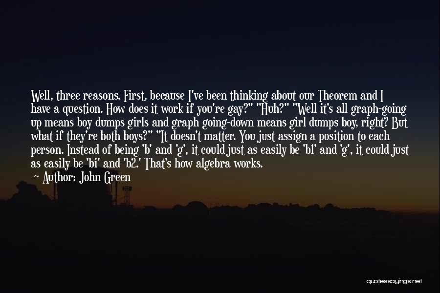 John Green Quotes: Well, Three Reasons. First, Because I've Been Thinking About Our Theorem And I Have A Question. How Does It Work