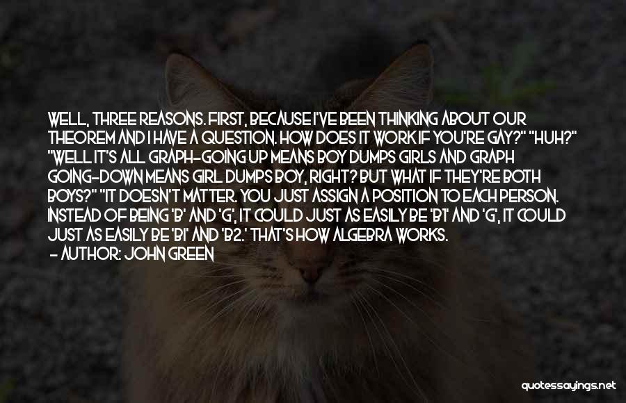 John Green Quotes: Well, Three Reasons. First, Because I've Been Thinking About Our Theorem And I Have A Question. How Does It Work