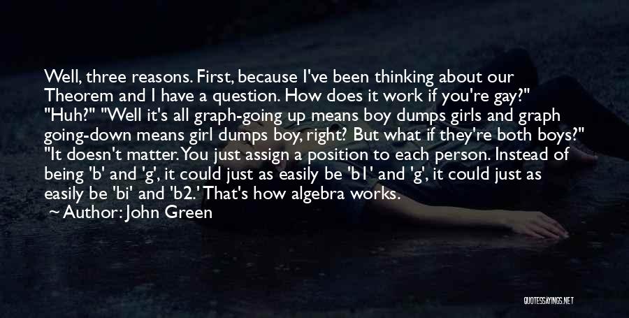 John Green Quotes: Well, Three Reasons. First, Because I've Been Thinking About Our Theorem And I Have A Question. How Does It Work