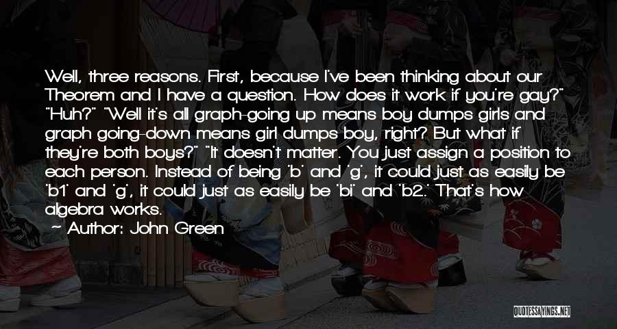 John Green Quotes: Well, Three Reasons. First, Because I've Been Thinking About Our Theorem And I Have A Question. How Does It Work