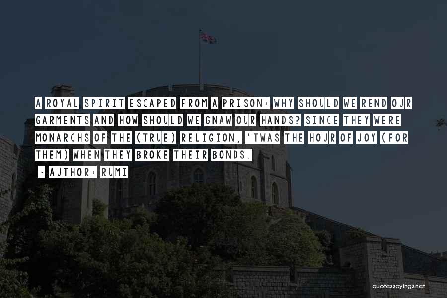 Rumi Quotes: A Royal Spirit Escaped From A Prison: Why Should We Rend Our Garments And How Should We Gnaw Our Hands?