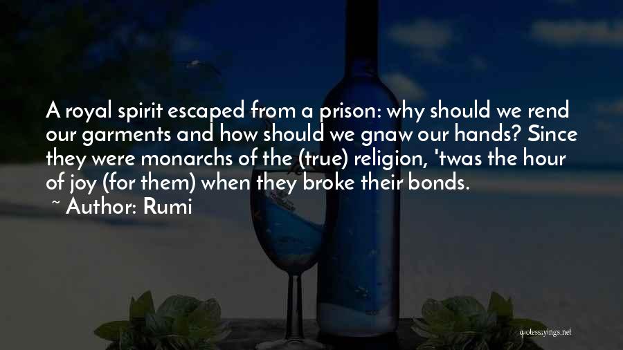Rumi Quotes: A Royal Spirit Escaped From A Prison: Why Should We Rend Our Garments And How Should We Gnaw Our Hands?
