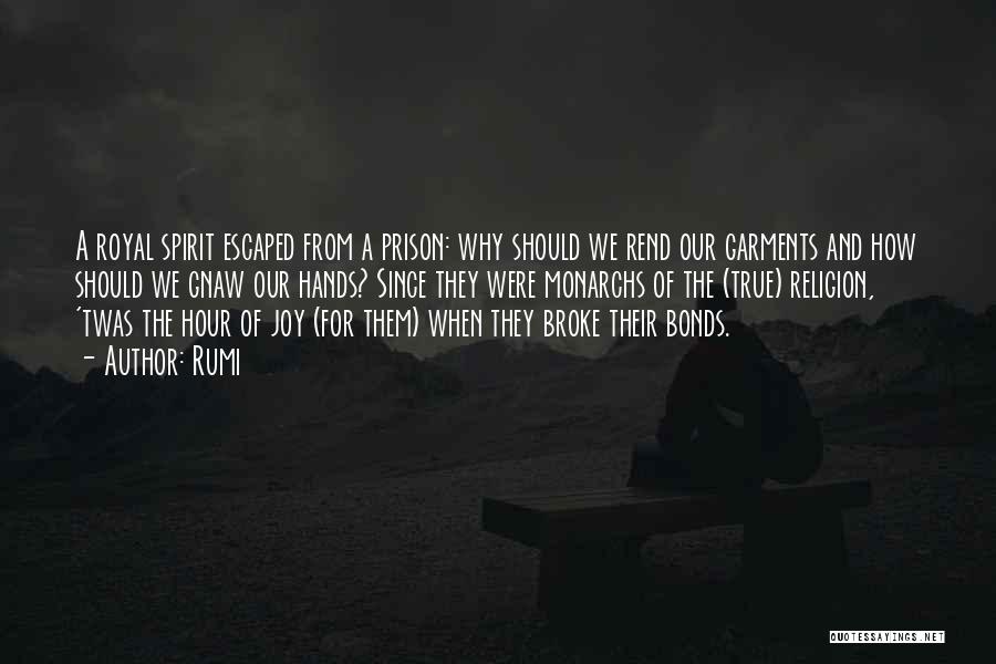 Rumi Quotes: A Royal Spirit Escaped From A Prison: Why Should We Rend Our Garments And How Should We Gnaw Our Hands?