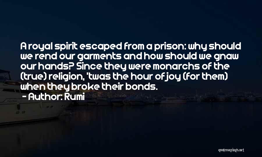 Rumi Quotes: A Royal Spirit Escaped From A Prison: Why Should We Rend Our Garments And How Should We Gnaw Our Hands?