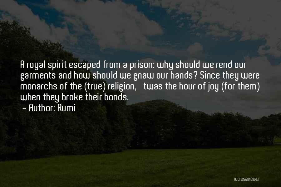 Rumi Quotes: A Royal Spirit Escaped From A Prison: Why Should We Rend Our Garments And How Should We Gnaw Our Hands?