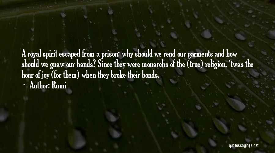 Rumi Quotes: A Royal Spirit Escaped From A Prison: Why Should We Rend Our Garments And How Should We Gnaw Our Hands?