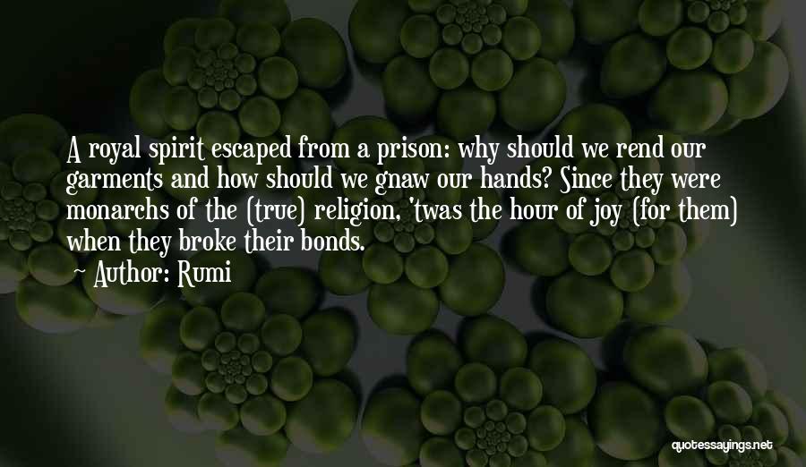 Rumi Quotes: A Royal Spirit Escaped From A Prison: Why Should We Rend Our Garments And How Should We Gnaw Our Hands?