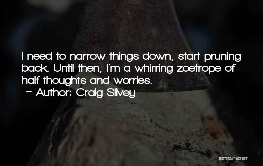 Craig Silvey Quotes: I Need To Narrow Things Down, Start Pruning Back. Until Then, I'm A Whirring Zoetrope Of Half-thoughts And Worries.