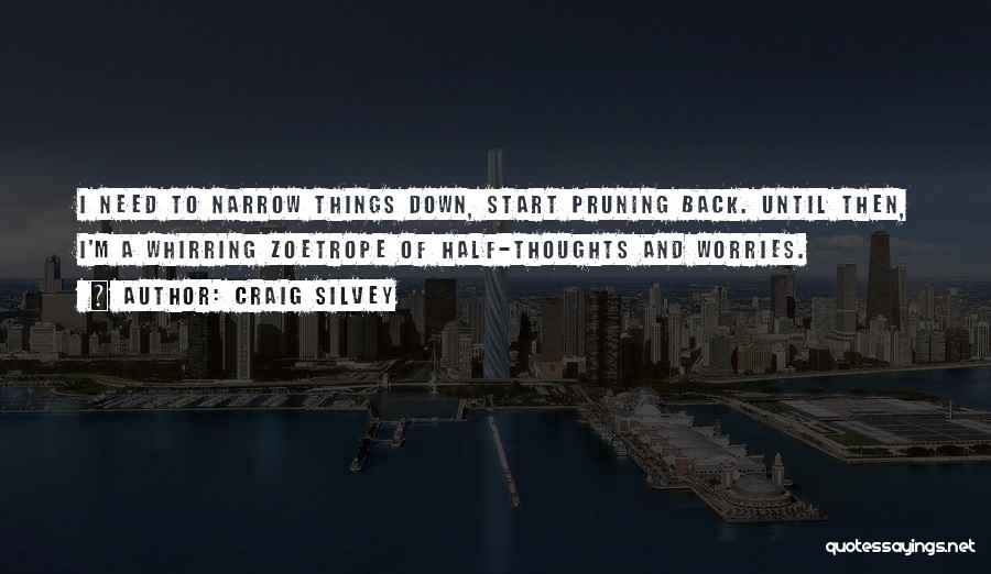 Craig Silvey Quotes: I Need To Narrow Things Down, Start Pruning Back. Until Then, I'm A Whirring Zoetrope Of Half-thoughts And Worries.