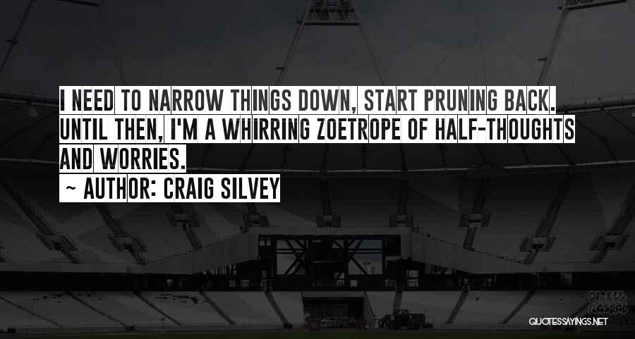 Craig Silvey Quotes: I Need To Narrow Things Down, Start Pruning Back. Until Then, I'm A Whirring Zoetrope Of Half-thoughts And Worries.