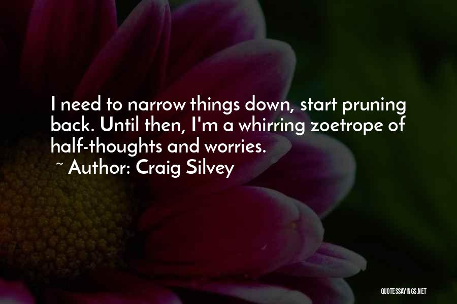 Craig Silvey Quotes: I Need To Narrow Things Down, Start Pruning Back. Until Then, I'm A Whirring Zoetrope Of Half-thoughts And Worries.