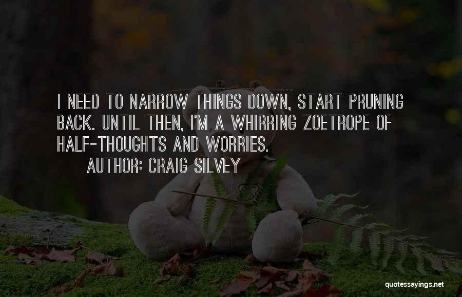 Craig Silvey Quotes: I Need To Narrow Things Down, Start Pruning Back. Until Then, I'm A Whirring Zoetrope Of Half-thoughts And Worries.