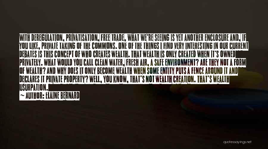 Elaine Bernard Quotes: With Deregulation, Privatisation, Free Trade, What We're Seeing Is Yet Another Enclosure And, If You Like, Private Taking Of The