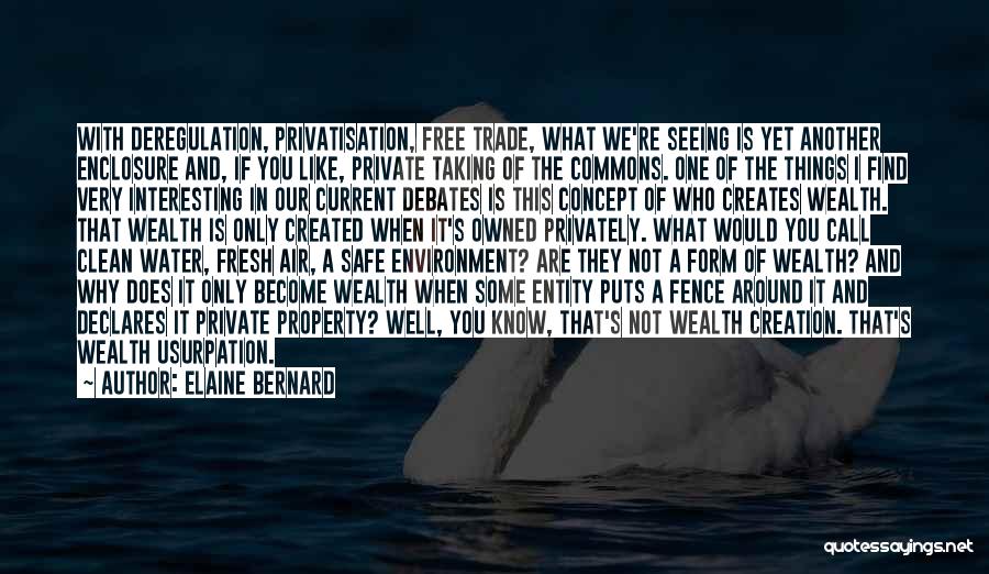 Elaine Bernard Quotes: With Deregulation, Privatisation, Free Trade, What We're Seeing Is Yet Another Enclosure And, If You Like, Private Taking Of The