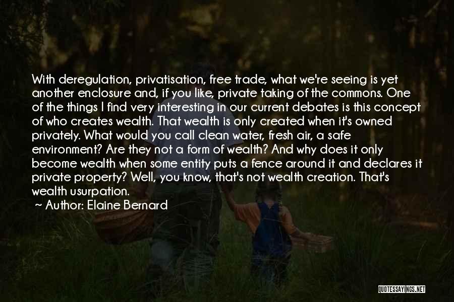 Elaine Bernard Quotes: With Deregulation, Privatisation, Free Trade, What We're Seeing Is Yet Another Enclosure And, If You Like, Private Taking Of The