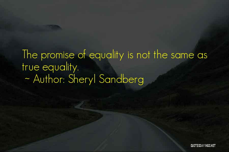 Sheryl Sandberg Quotes: The Promise Of Equality Is Not The Same As True Equality.