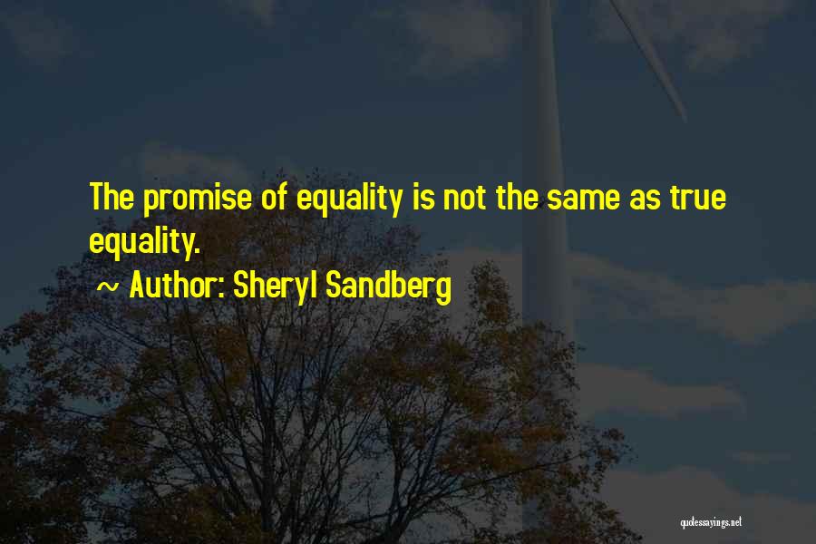 Sheryl Sandberg Quotes: The Promise Of Equality Is Not The Same As True Equality.