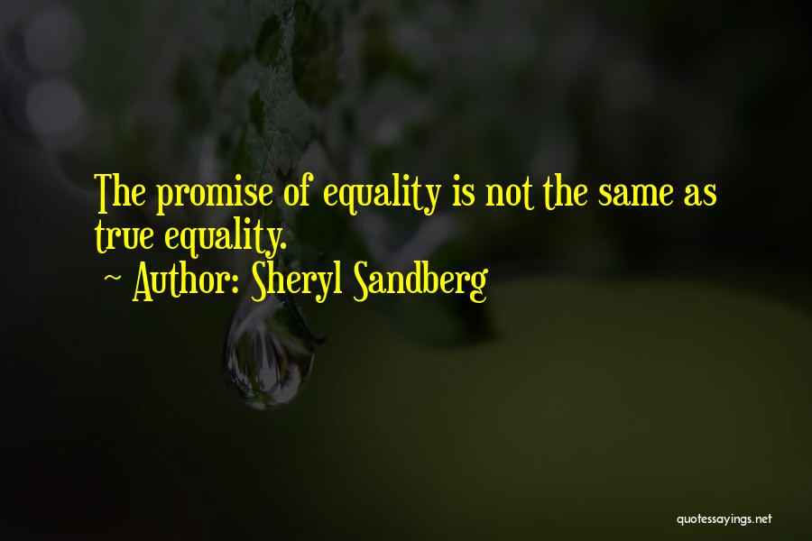 Sheryl Sandberg Quotes: The Promise Of Equality Is Not The Same As True Equality.