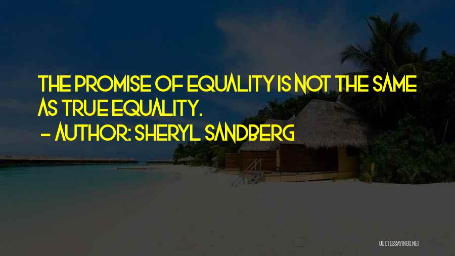Sheryl Sandberg Quotes: The Promise Of Equality Is Not The Same As True Equality.