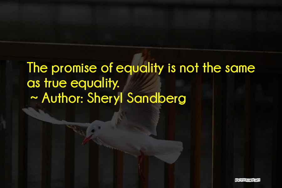 Sheryl Sandberg Quotes: The Promise Of Equality Is Not The Same As True Equality.