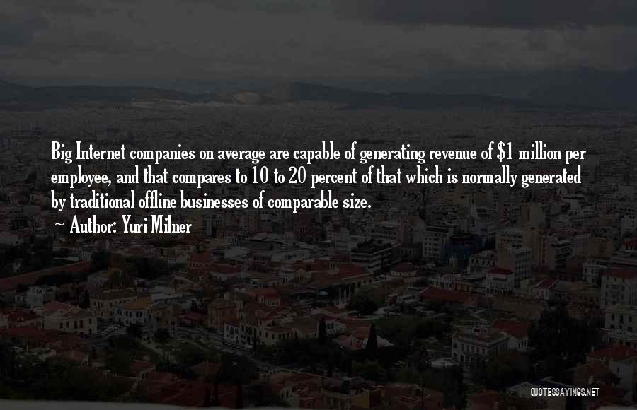 Yuri Milner Quotes: Big Internet Companies On Average Are Capable Of Generating Revenue Of $1 Million Per Employee, And That Compares To 10