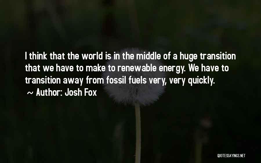 Josh Fox Quotes: I Think That The World Is In The Middle Of A Huge Transition That We Have To Make To Renewable