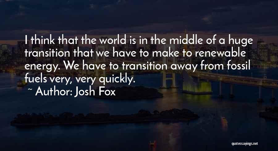 Josh Fox Quotes: I Think That The World Is In The Middle Of A Huge Transition That We Have To Make To Renewable
