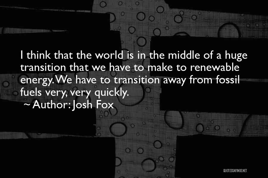 Josh Fox Quotes: I Think That The World Is In The Middle Of A Huge Transition That We Have To Make To Renewable