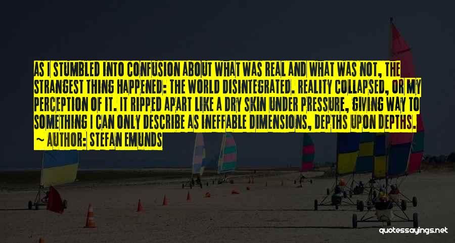 Stefan Emunds Quotes: As I Stumbled Into Confusion About What Was Real And What Was Not, The Strangest Thing Happened: The World Disintegrated.