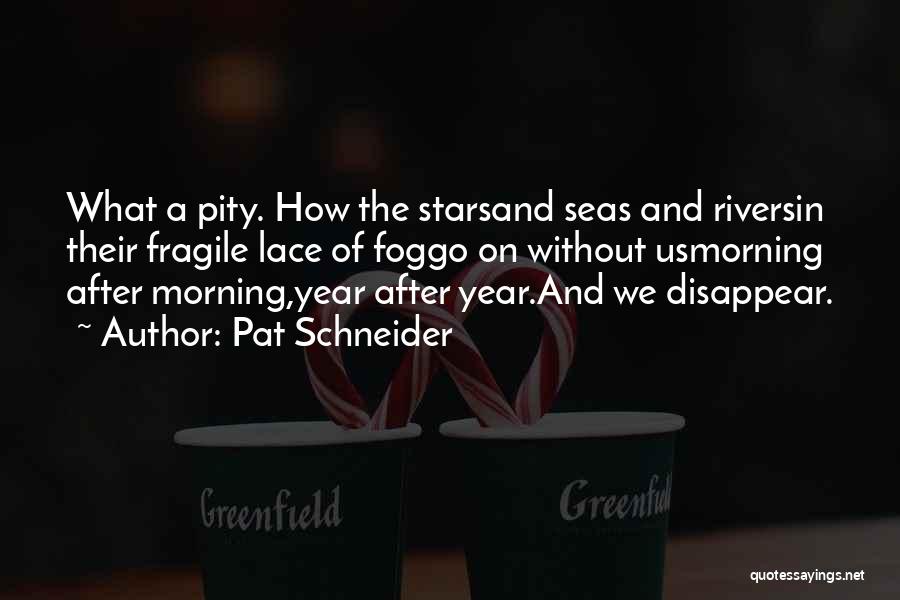 Pat Schneider Quotes: What A Pity. How The Starsand Seas And Riversin Their Fragile Lace Of Foggo On Without Usmorning After Morning,year After