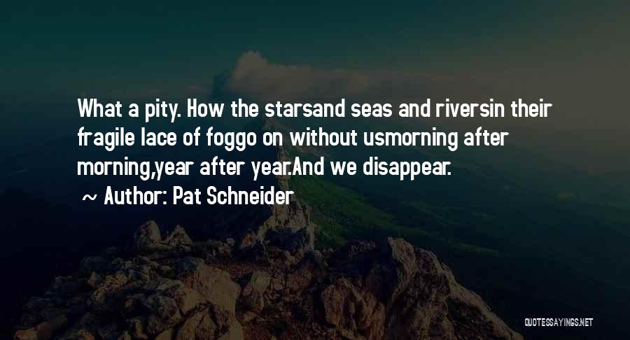 Pat Schneider Quotes: What A Pity. How The Starsand Seas And Riversin Their Fragile Lace Of Foggo On Without Usmorning After Morning,year After