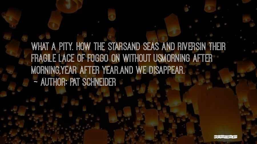 Pat Schneider Quotes: What A Pity. How The Starsand Seas And Riversin Their Fragile Lace Of Foggo On Without Usmorning After Morning,year After