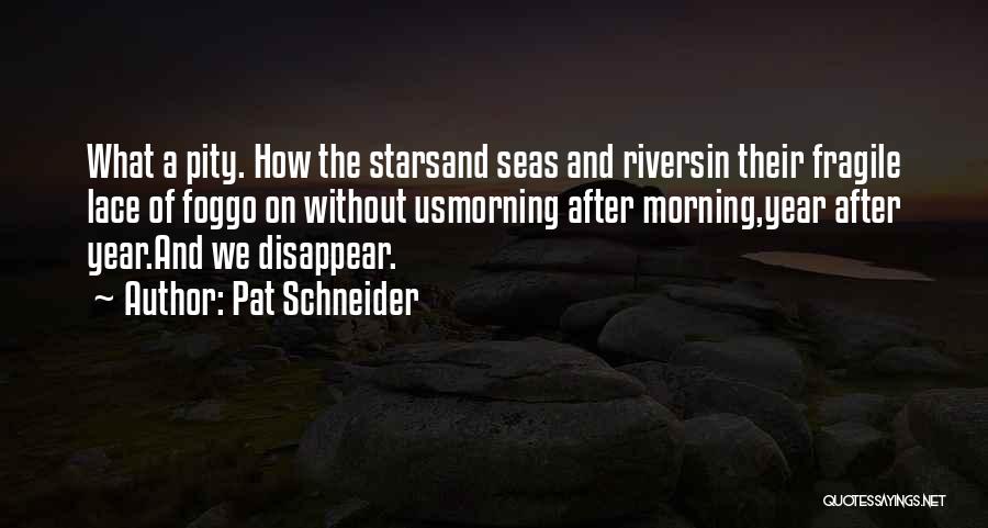 Pat Schneider Quotes: What A Pity. How The Starsand Seas And Riversin Their Fragile Lace Of Foggo On Without Usmorning After Morning,year After