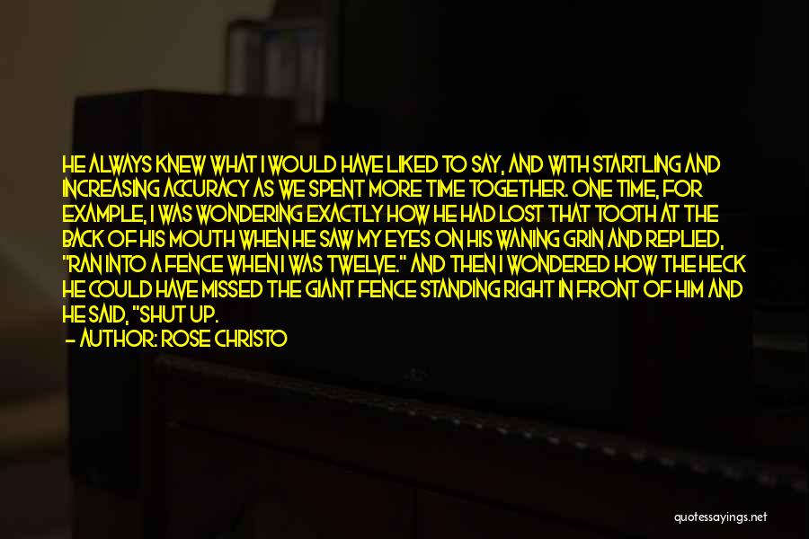 Rose Christo Quotes: He Always Knew What I Would Have Liked To Say, And With Startling And Increasing Accuracy As We Spent More