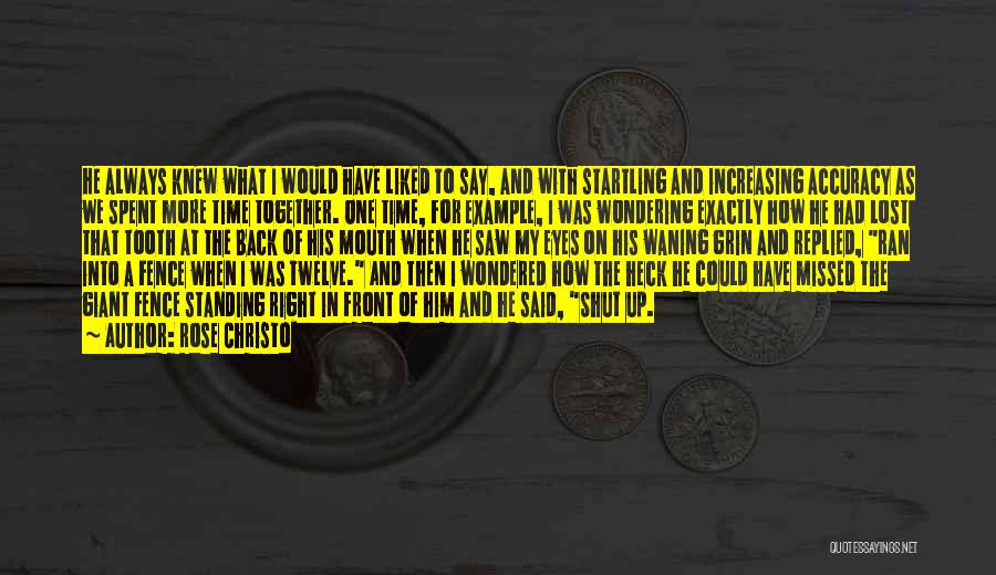 Rose Christo Quotes: He Always Knew What I Would Have Liked To Say, And With Startling And Increasing Accuracy As We Spent More