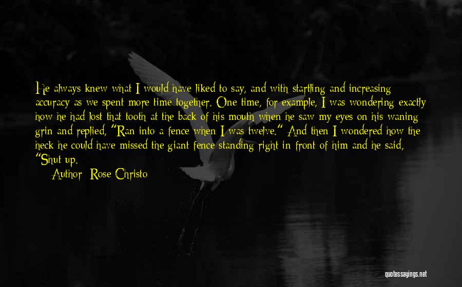 Rose Christo Quotes: He Always Knew What I Would Have Liked To Say, And With Startling And Increasing Accuracy As We Spent More