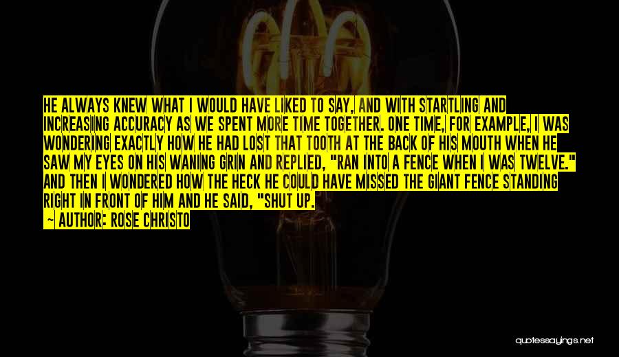 Rose Christo Quotes: He Always Knew What I Would Have Liked To Say, And With Startling And Increasing Accuracy As We Spent More