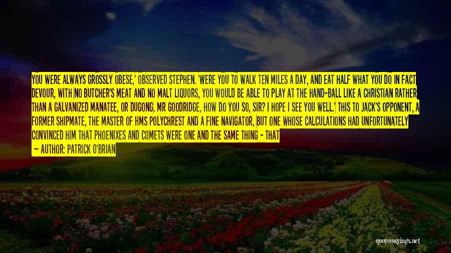 Patrick O'Brian Quotes: You Were Always Grossly Obese,' Observed Stephen. 'were You To Walk Ten Miles A Day, And Eat Half What You